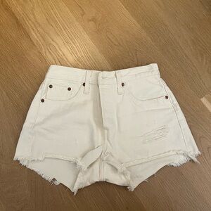 Levi's High Waist Cream Denim Shorts